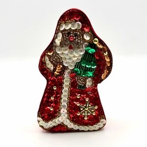 Vintage Bead and Sequin Santa Claus Gift Box - Christmas